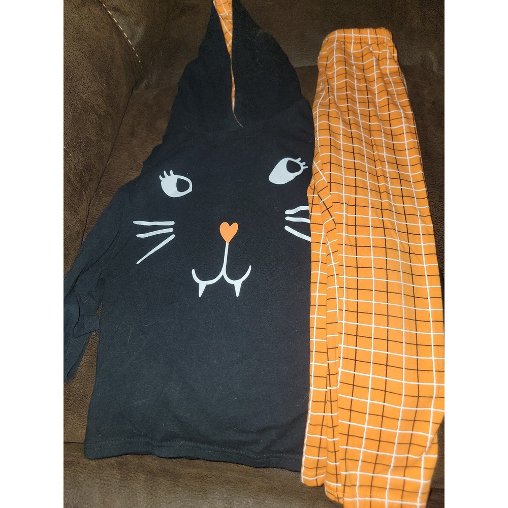 Boutique‎ fall autumn Halloween cat top and leggings size large fits like 4 5